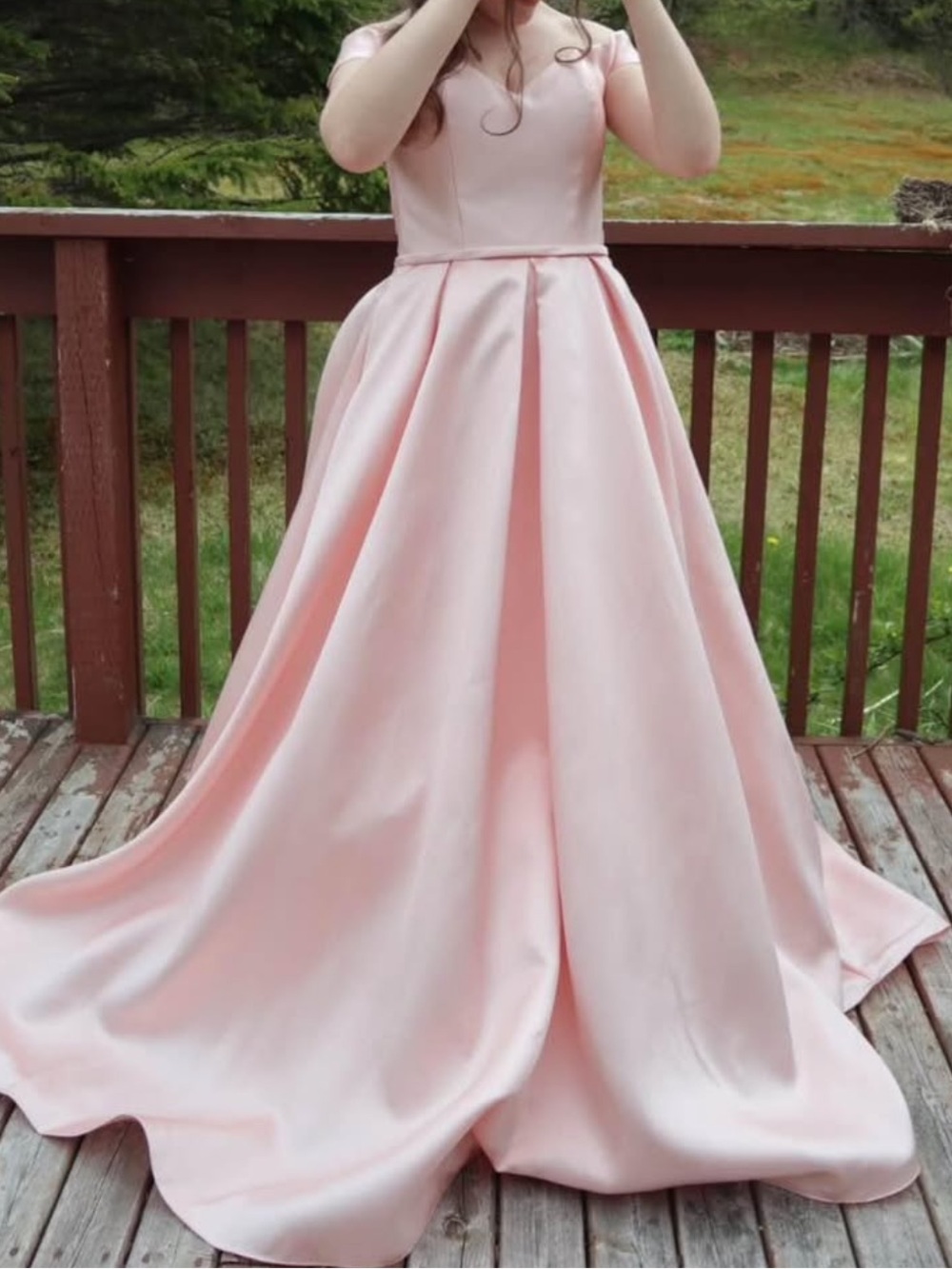 Elegant Pink Satin Ball Gown Dress